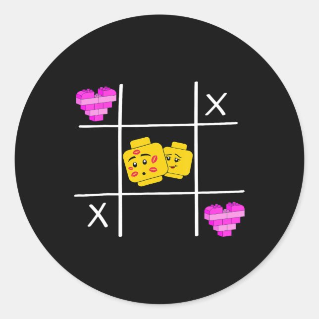 Pegatina Redonda Edificio de ladrillo de bloques Figura Generador d (Anverso)