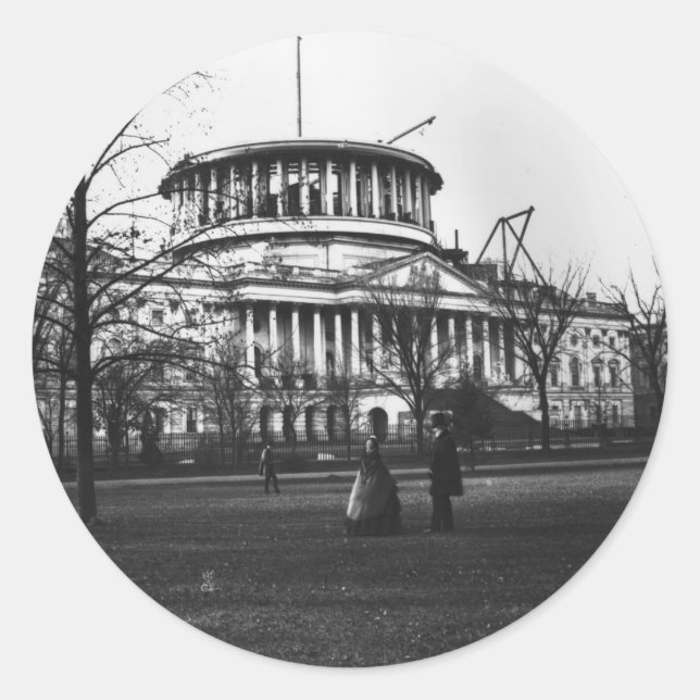 Pegatina Redonda Edificio del Capitolio en Washington D.C. (Anverso)