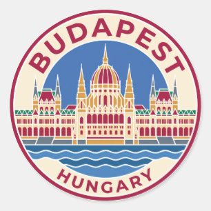 Pegatina Redonda Edificio del Parlamento de Budapest Hungría