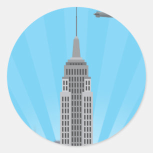Pegatina Redonda Edificio Empire State (Historia simple)