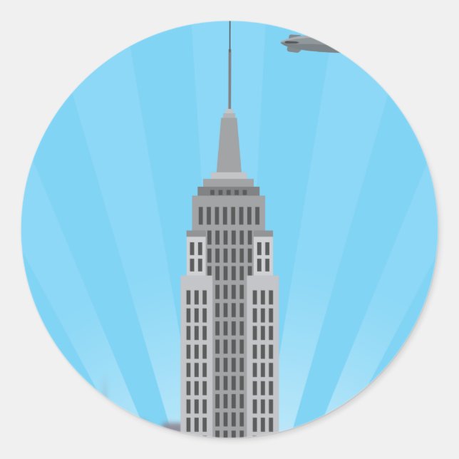 Pegatina Redonda Edificio Empire State (Historia simple) (Anverso)