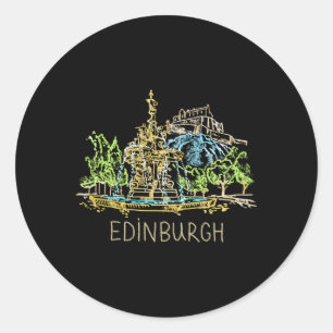 Pegatina Redonda Edimburgo City Scotland Uk For