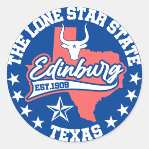 Pegatina Redonda Edimburgo, Texas