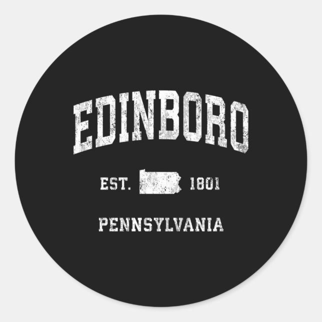 Pegatina Redonda Edinboro Pennsylvania Pa Athletic Sports (Anverso)