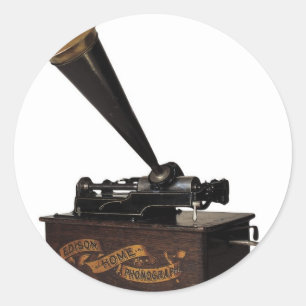 Pegatina Redonda Edison Home Phonograph