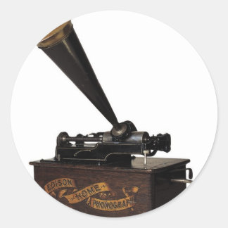 Pegatina Redonda Edison Home Phonograph