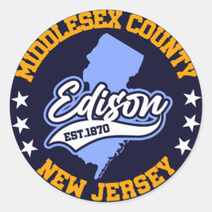 Pegatina Redonda Edison, Nueva Jersey