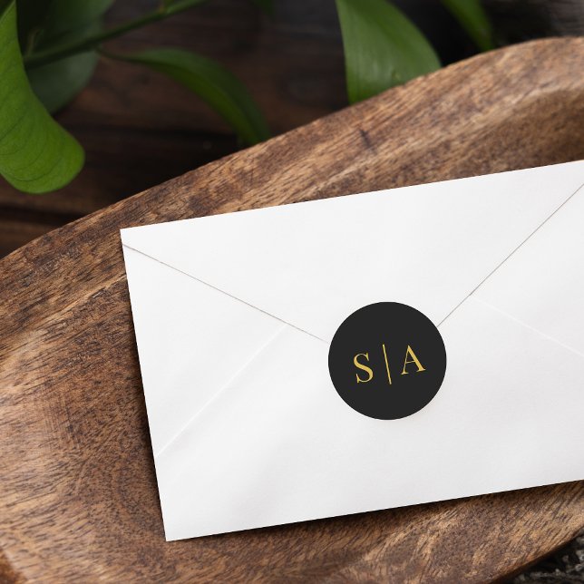 Pegatina Redonda Editable Background Color Wedding Monogram (Subido por el creador)