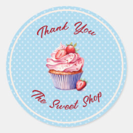 Pegatina Redonda Editable Bakery Thank You Stickers | Cupcake Logo 