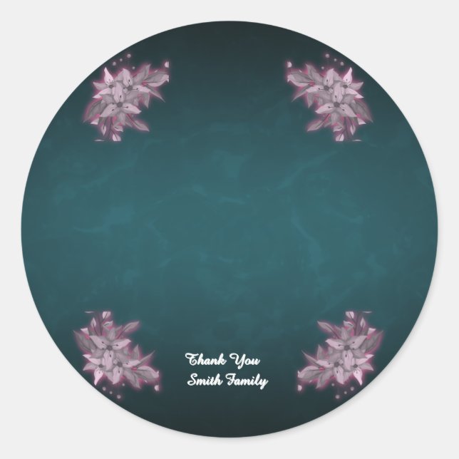 Pegatina Redonda Editable Elegant Floral Paper Plates (Anverso)