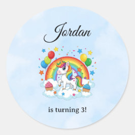 Pegatina Redonda Editable Kids Birthday Sticker Cute Party Design