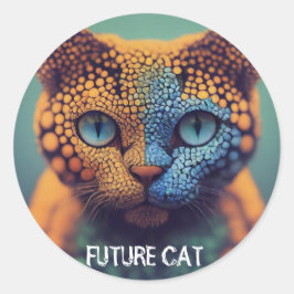 Pegatina Redonda Editar nombre personalizado de gato futuro de text