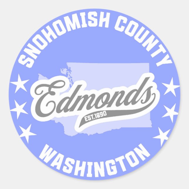Pegatina Redonda Edmonds, Washington (Anverso)