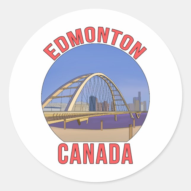 Pegatina Redonda Edmonton Alberta Canada (Anverso)