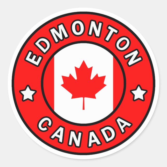 Pegatina Redonda Edmonton Canada (Anverso)