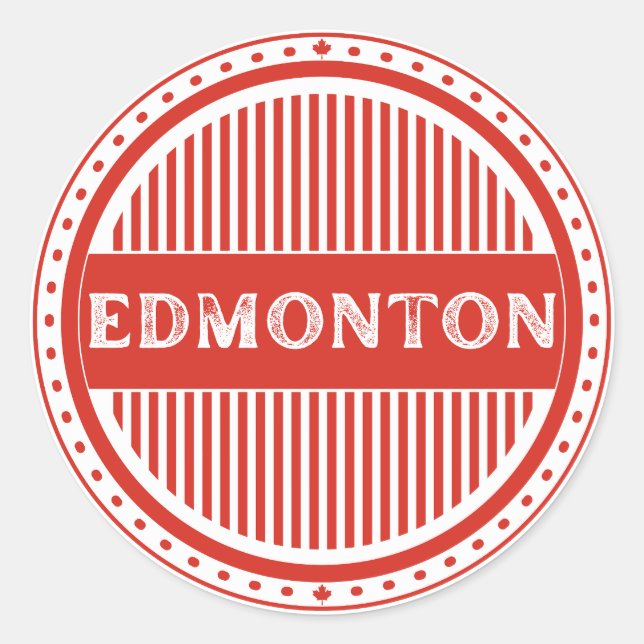 Pegatina Redonda Edmonton City Pride Emblem – Canadian Identity (Anverso)