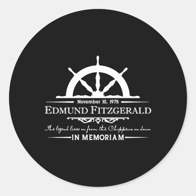 Pegatina Redonda Edmund Fitzgerald En Recuerdos Gitche Gumee (Anverso)