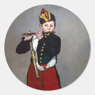 Pegatina Redonda Edouard Manet - El Fifer / Joven Flutista