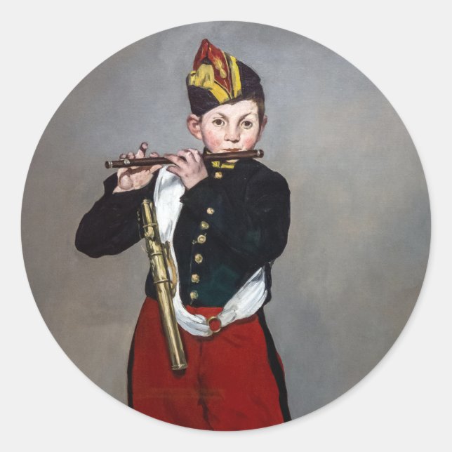 Pegatina Redonda Edouard Manet - El Fifer / Joven Flutista (Anverso)
