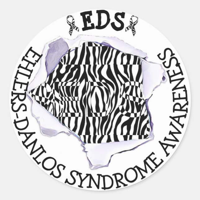 Pegatina Redonda EDS Ehlers-Danlos Síndrome Conciencia sobre el Sín (Anverso)