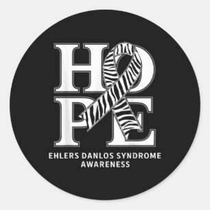 Pegatina Redonda Eds Hope Zebra Ribbon Ehlers Síndrome Danlos Consc