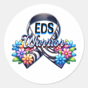 Pegatina Redonda EDS Warrior   Camiseta del Síndrome de Ehlers-Danl