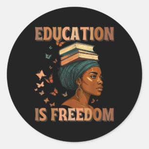 Pegatina Redonda Educación de maestros de historia negra es liberta