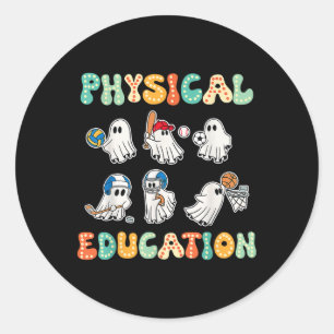 Pegatina Redonda Educación Física Fantasma De Halloween Regalo Para