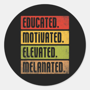Pegatina Redonda Educada Motivada Elevada Melanizada Bhm Afro Negra