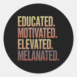Pegatina Redonda Educado Motivado Elevado Melanizado Histor Negro