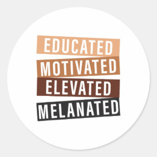 Pegatina Redonda Educado Motivado Elevado Melanizado Histor Negro