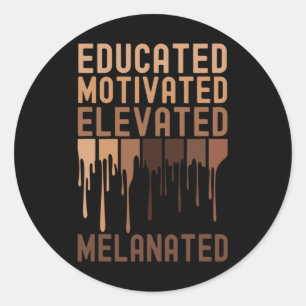 Pegatina Redonda Educado Motivado Elevado Melanizado Histor Negro