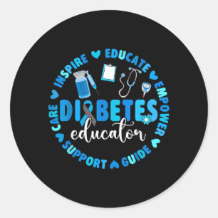 Pegatina Redonda Educador de Diabetes Apoya la Conciencia de la Dia