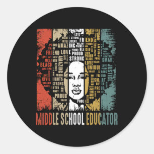 Pegatina Redonda Educador de secundaria Afro-historia negra african