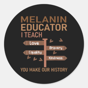 Pegatina Redonda Educador Melanin Maestros negros HH afroamericano