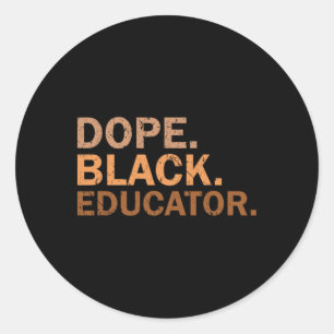 Pegatina Redonda Educador Negro Droga Melanina Mes Negro Africano E