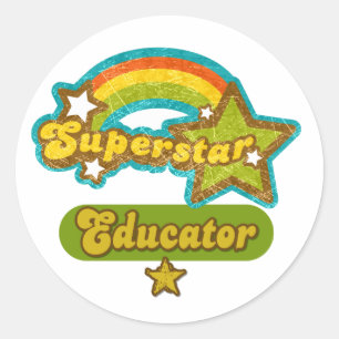 Pegatina Redonda Educador superestrella