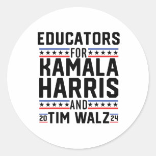 Pegatina Redonda Educadores Para Kamala Harris Y Tim Wheimer 2024