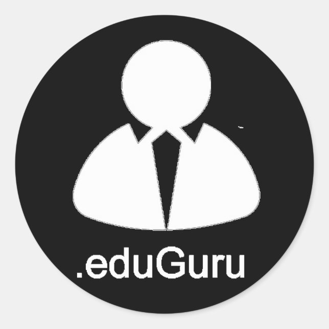 Pegatina Redonda .eduGuru Pegatina, texto (negro) (Anverso)