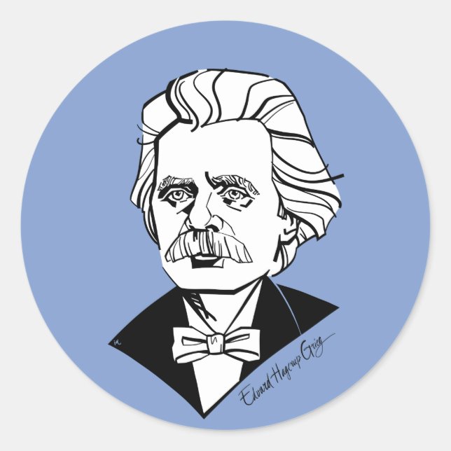 Pegatina Redonda Edvard Grieg (Anverso)
