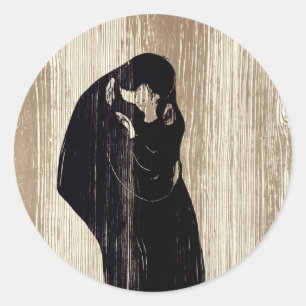 Pegatina Redonda Edvard Munch - El beso IV