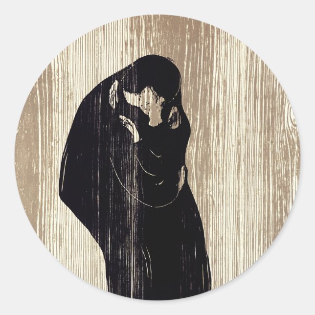 Pegatina Redonda Edvard Munch - El beso IV (Anverso)