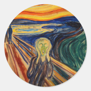 Pegatina Redonda Edvard Munch - El Grito 1910