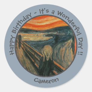 Pegatina Redonda Edvard Munch La Colección Elementos De La Fiesta D