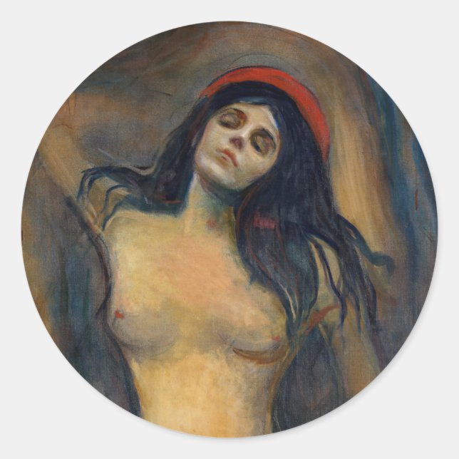 Pegatina Redonda Edvard Munch - Madonna (Anverso)