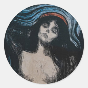 Pegatina Redonda Edvard Munch - Madonna Litografía