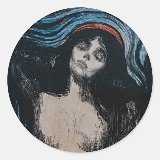 Pegatina Redonda Edvard Munch - Madonna Litografía (Anverso)