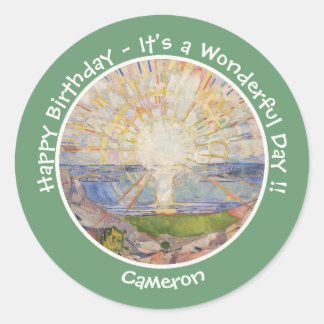 Pegatina Redonda Edvard Munch The Sun (Solen) - Artículos Fiestas S