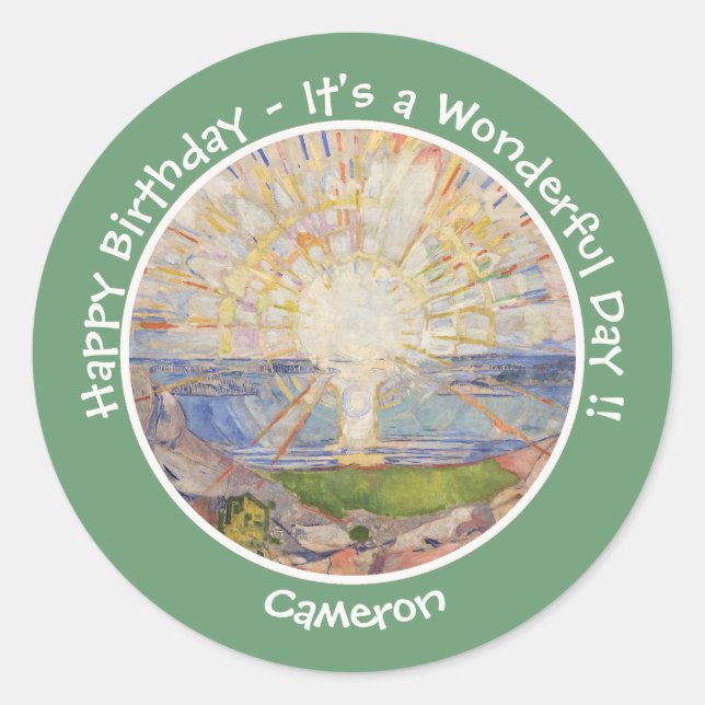 Pegatina Redonda Edvard Munch The Sun (Solen) - Artículos Fiestas S (Anverso)