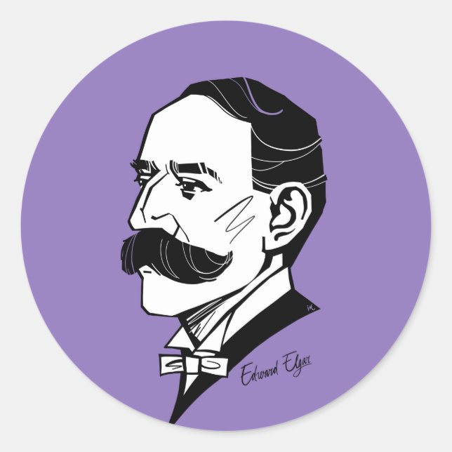 Pegatina Redonda Edward Elgar (Anverso)